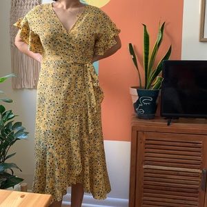 MAXSTUDIO High/Low Wrap Midi Dress